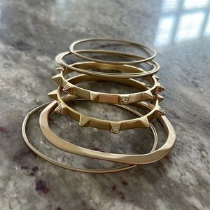 BCBG Brushed Gold Spike Bangle Stack